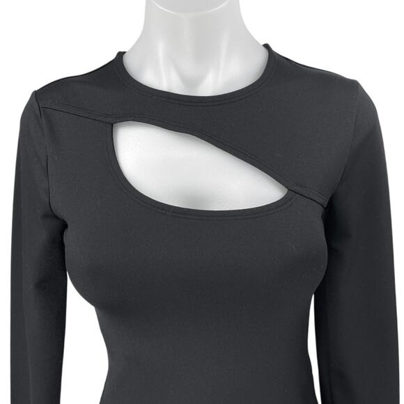 Abercrombie & Fitch Women's Black Cutout Long Sleeve Thong Bodysuit Top Size S - Picture 3 of 5